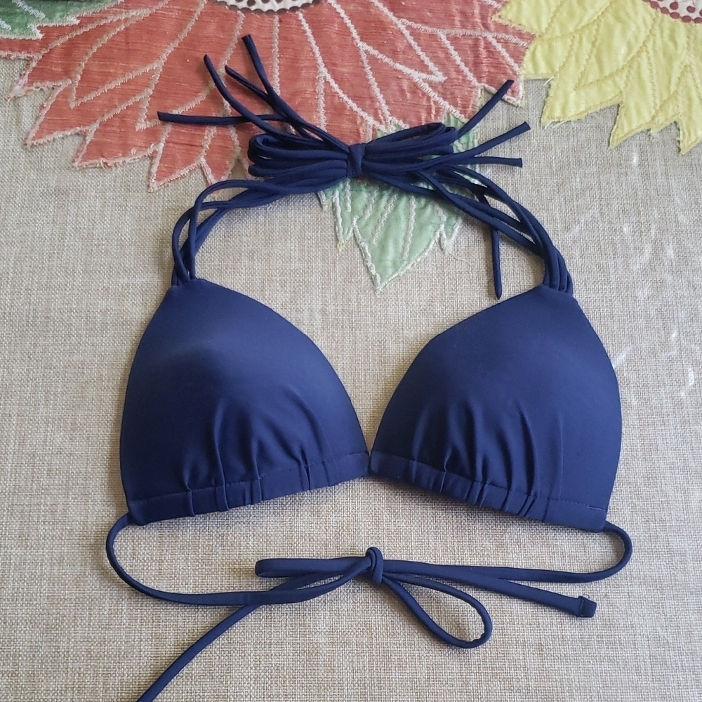 Aetie Navy Blue Triangle Bikini Top XS